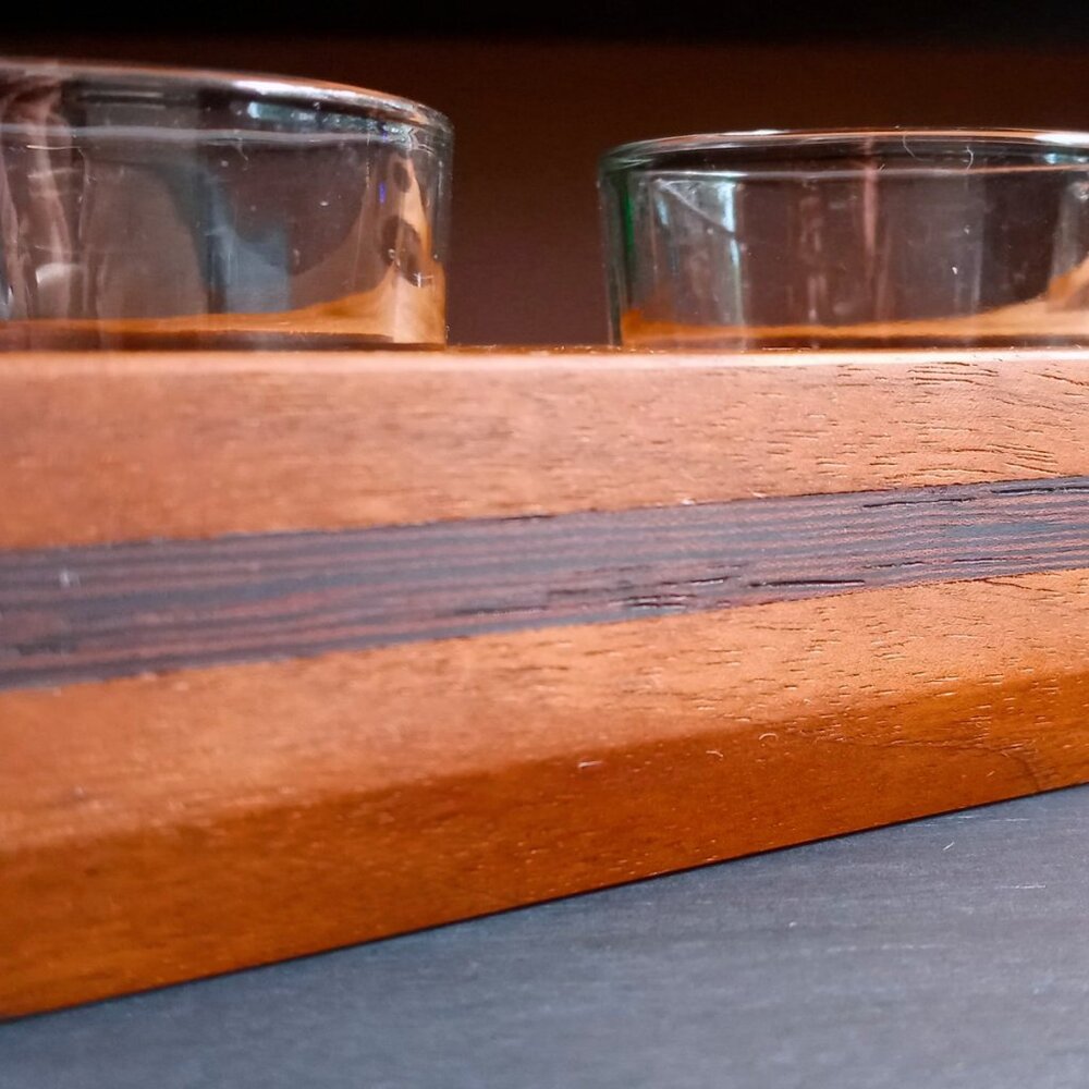 SOLD!!! -  Finely Crafted Handsome Handmade Walnut & Wenge Wood Tealight Holder - Picture 7 of 11